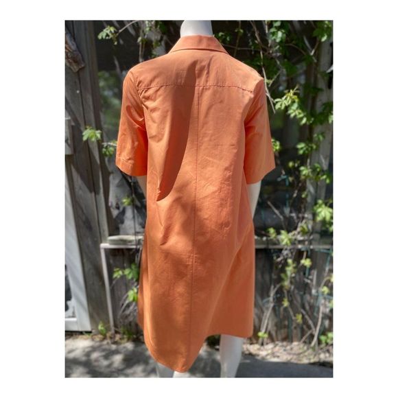 SOLD Lafayette 148 Sedwick Dress Shirt Tent Tanned Coral Cotton Tangerine - Picture 12 of 16